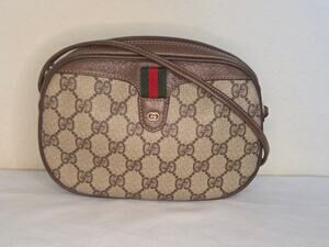 Gucci Vintage GG Supreme Web Stripe Ophidia Crossbody Camera Bag Brown Leather
